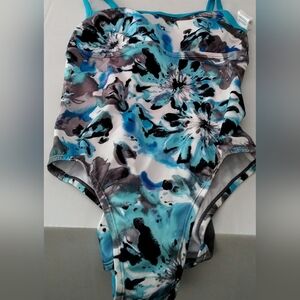 Floral Blue One Piece Swimsuit